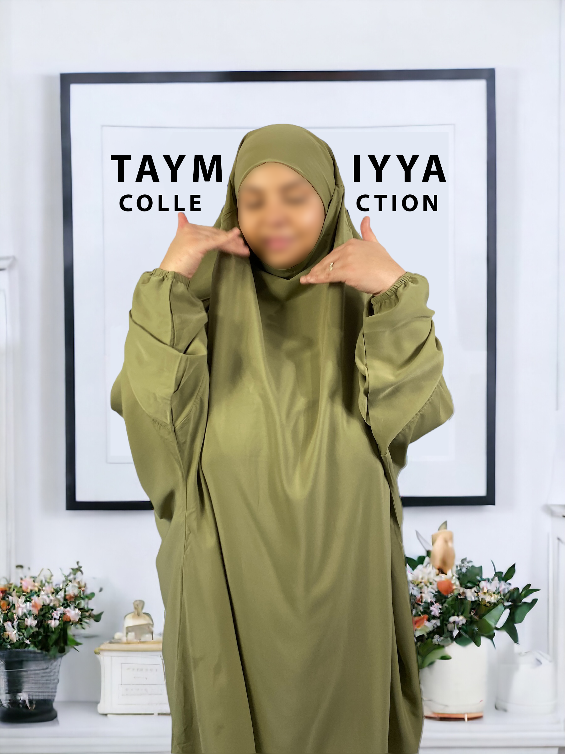 Jilbab 2 Pièces en Soie de Médine • Kaki • Élégance et Confort