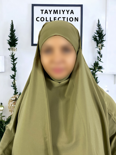 Jilbab 2 Pièces en Soie de Médine • Kaki • Élégance et Confort