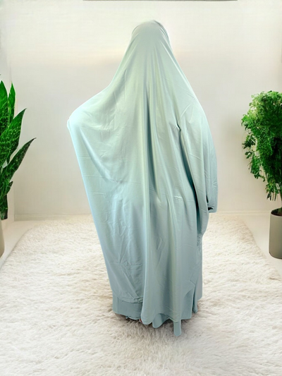 Jilbab 2 Pièces en Soie de Médine - Turquoise - Élégance et Confort